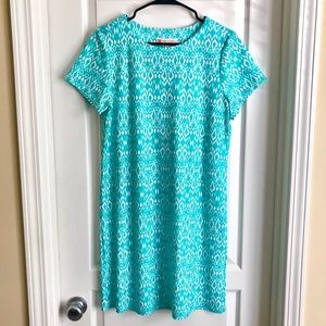 Jude Connally Short Sleeve Teal Blue White Dress